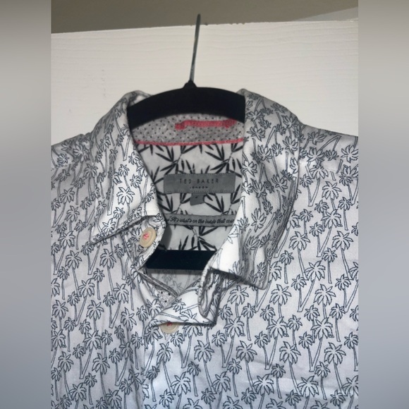 Ted Baker Mens Button Down with Palm Trees Sz 2 - Picture 5 of 6